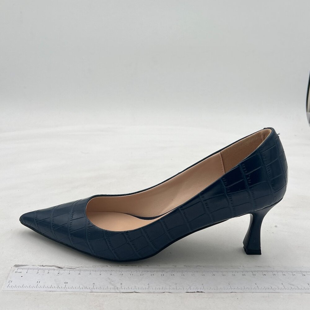 Fowt Black Solid Croc-Embossed Pointed Toe Thin M… - image 2